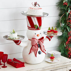 Christmas Snowman Treats Holder Party Decor Cupcake Dessert Christmas Dinner Ornament Snowman Waiter Christmas Gift Xmas Decor