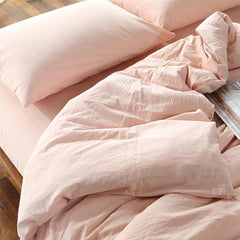 Yickyue 100% Cotton Bedlinen Super Soft Bedclothes Bedcover Simple Pink Duvet Cover Pillowcase Washed comforter bedding sets