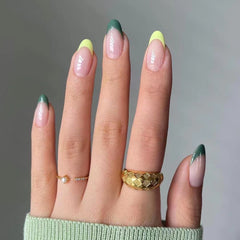 24pcs Detachable Almond False Nails Cross Color French Sharp 2022 New Full Cover Fake Nails with Glue Press On Nails
