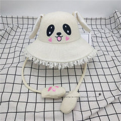 Cartoon Ears Press Air Cute Bag Moving Up Down Hat Girl Kids Summer Bucket Cap for kids and adult