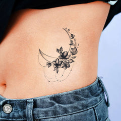 YICKYUE  -  1pc Cute Moon Cat Flower Waterproof Temporary Tattoo Sticker for Women Men Arm Cartoon Kitten Tattoos Body Art Arm Fake Tatoo