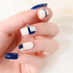 2022 New Acrylic False Nail Gradient Stripe Geometric Art Tips Natural Full Cover Fake Nail Wearable Plant Image Nails Jelly gum