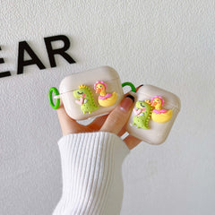 Dinosaur and chicken 3d cute earphone charging box for apple airpod 3 2 1 soft headset case for airpods pro cartoon cover capa