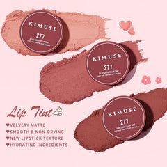 Yickyue 3in1 Lip Mud Lip and Cheek Eyeshadow Dual Use Matte Light Velvet Lipstick Makeup Lip Cosmetic