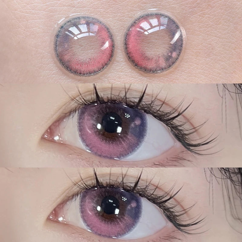 YICKYUE  -  1pair Comic Pupil Color Contact Lenses Yearly Contact Lenses with Graduation