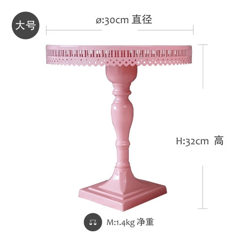 Pink Cake Plate Iron Cake Stand Wedding Celebration Dessert Table Decoration Photo Display Tray