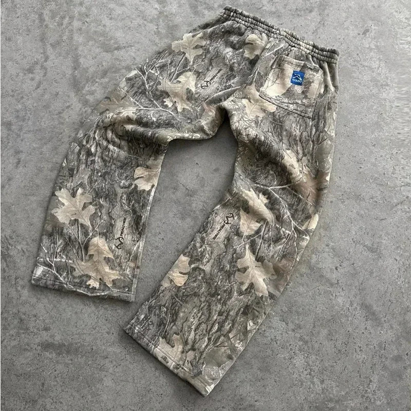 Hearujoy  Y2K Jeans Men Clothing Camouflage Pattern Printed High Street Hip Hop Baggy Sweat Pants Unisex Casual Camo Trousers Streetwear