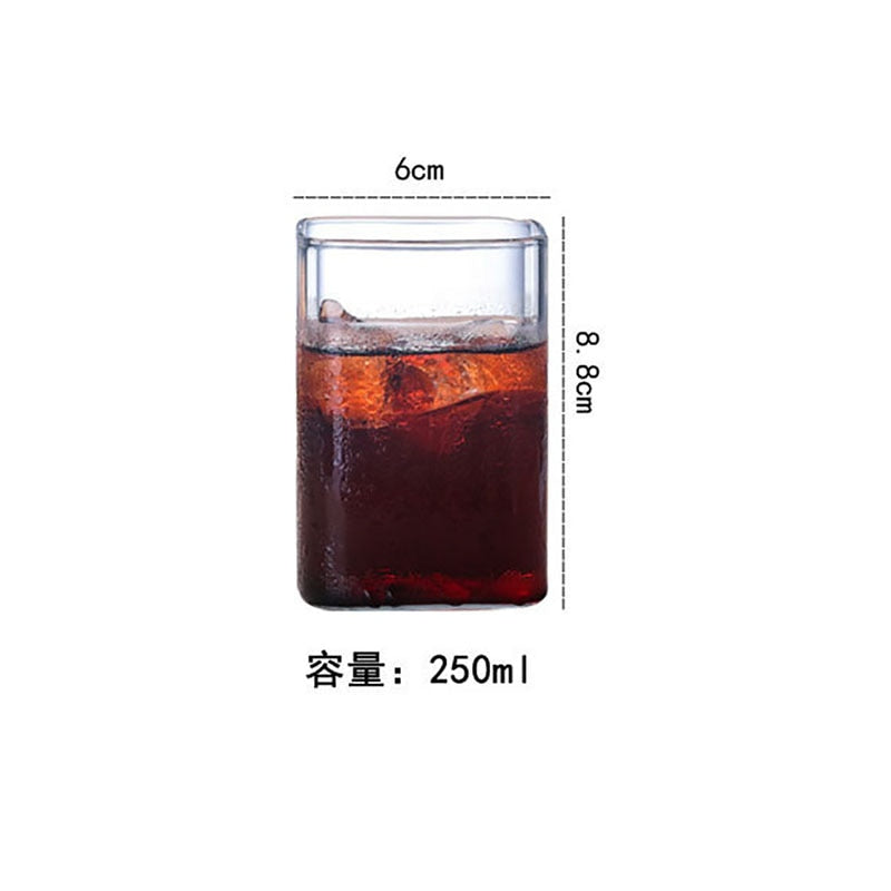 Large square Simple Glass Transparent Cold Drin klarge-capacity  Cup Milk Juice Cup Drink Cup Mousse Cup Water cup Wine glass