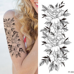 YICKYUE  -  attoo sticker women flower rose peony black tatouage temporaire femme temporary sleeve tattoo waterproof sexy body art fashion