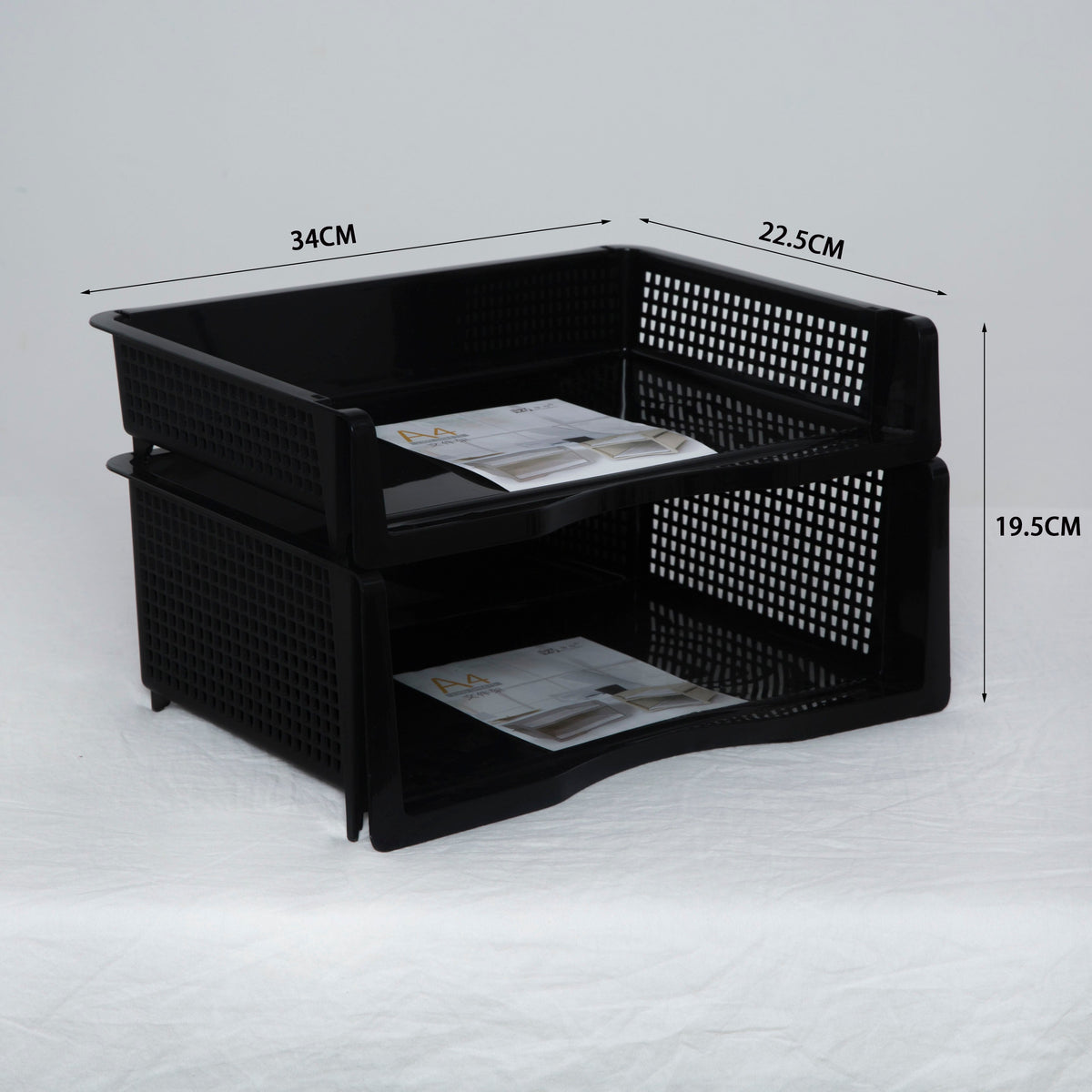 Yickyue 2-layer File Tray Organizer A4 Document Paper Organizer Rack Plastic Book Shelf Storage Holder Office Stationery Storage Box