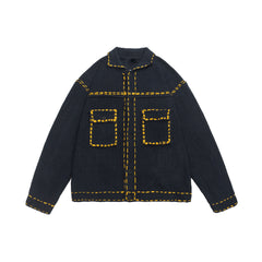 Hearujoy American Jacquard Vintage Knitted Jacket For Men Autumn Winter Turndown Collar Sweater Cardigan Fashion Streetwear Kint Tops