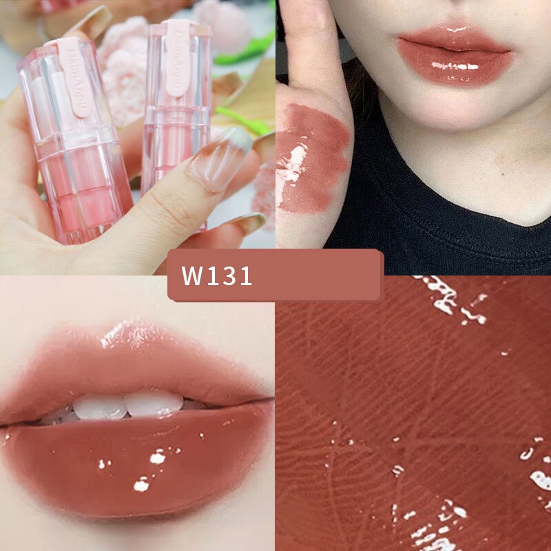 Yickyue Mirror Water Light Lipstick Girl Mirror Water Light DuDu Lip White Lip Gloss Girl Lips Make-up New Square Tube Lipstick Girls