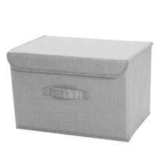 2021 New Washable Cotton Linen Fabric Folding CD Storage Box Foldable Bins Toys Organizer With Lid Storage Basket Laundry Basket