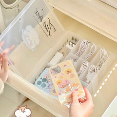 YICKYUE  -  Kawaii Plastic Storage Box Organizer For Phone Case Charging Cable Cute Desk Organizers Portable Home Wire Organizer Container
