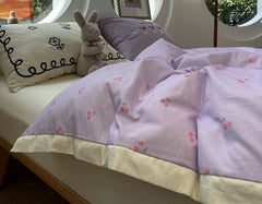 YICKYUE  -  Fashion purple cherry beding set 1.2 1.5 1.8 2.0,twin full queen king brief cotton home textile bed sheet pillowcase quilt cover