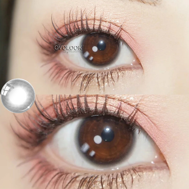 YICKYUE  -2pcs/pair Natural Pupil Lenses Contact Lenses for Eyes Comic Black Eyes Tear Eye 2 Tone Series Eye Contacts (dia:14mm)