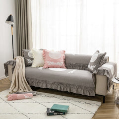 Spring Summer Pink Large Lace Embroidered Sofa Cover Scarf Girl Bedroom Princess Couch Covers Washable 3 Seater Sofa Cushion
