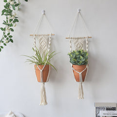 2 Pack Macrame Plant Hangers Cotton Room Decoration Hanging Baskets Flowerpot Net Plant Hanger Flowerpot Holder Basket