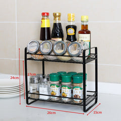 Yickyue Iron Kitchen Storage Rack Closet Shelf Dish Drying Rack Spice Jars Holder Seasoning Bottles Shelves Spice Rack Kitchen Organizer