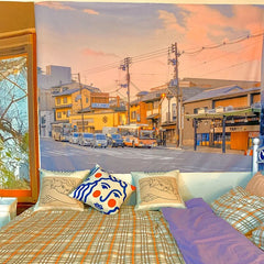 Japanese Style Tapestry Scenic Hanging Tapestries Washable Background Wall Cloth Live Broadcast Wall Chart Bedroom Decor