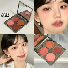 YICKYUE  -  Retro Reddish Brown Blusher Palette Multi-purpose Nude Cream Cheek Blush Contour Lip Mud Natural Matte Face Rouge Shadow Palette