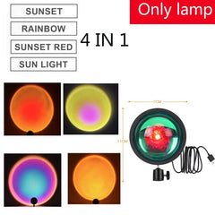 Sunset Projector Lamp Rainbow Atmosphere Led Night Light For TIKTOK Vide Home Bedroom Background Wall Decoration USB Sunset Lamp