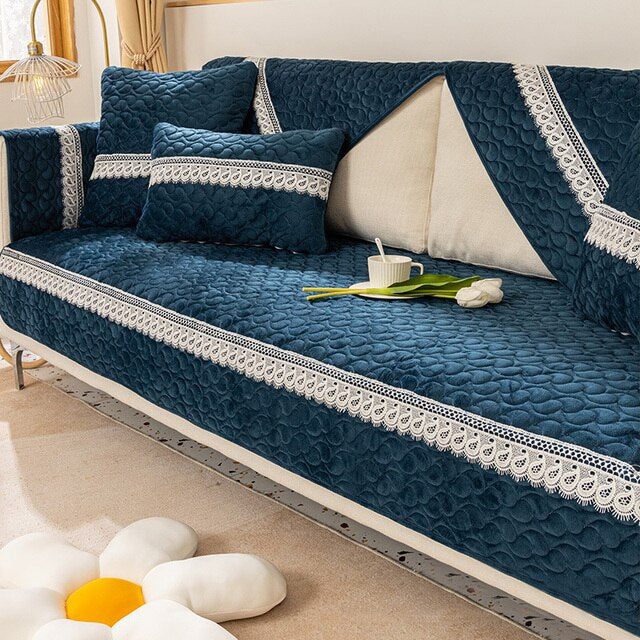 Crystal Velvet Sofa Covers Universal Non-slip Corner Sofa Covers For Living Room Winter Plush Chair Couch Cushion Towel Seat Pad