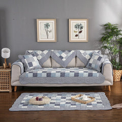 Cotton Plaid on The Sofa Fundas Sofas De Dos Y Tres Plazas Couch Covers Square Floral Backrest Armchair Sofa Chaise Cover Lounge