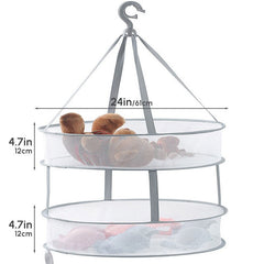 Double layer clothes basket  Drying Nets Clothes drying net  Windproof net bag  Folding clothes hanger  Hook type  Drying Rack