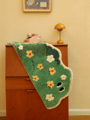 YICKYUE  -  Half Round Flower Tufting Carpet Soft Fluffy Bedside Bedroom Carpet Silicone Anti-skid Back Door Mat