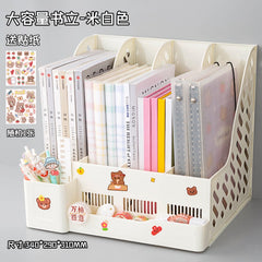 Yickyue Ins File Organizer Bookshelf Partition Bookend Student Book Storage Pen Holder Table Office Organizer Magazine Desktop Organizer