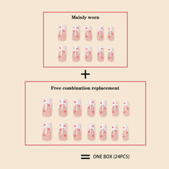 YICKYUE  -  Hot New Women Girls 24Pcs Long Square Red French White Border Heart Full Coverage Wearable Fake Nail Press on Nail Art