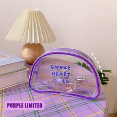 W&G cute ins cosmetic bag girl heart transparent pvc large capacity portable female waterproof toiletry bag storage bag