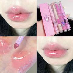 YICKYUE  -  Mirror Love Heart Shape Lipstick Pen Water-light Lip Gloss Long Lasting Moisturising Clear Lipgloss Lip Makeup Flower Lip Balm