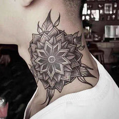 1PC Black Flower Neck Fake Tattoo Sticker For Men Waterproof Flash Temporary Tatto Body Arm Art Tatoos