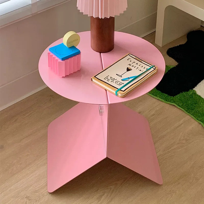 YICKYUE  -  Dopamine Pink Coffee Table Y2K Cream Style Bedside Sofa Side Table Corner Table Storage Rack Magazine Stand