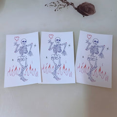 Blue Flame Skull Temporary Tattoo Stickers Line Love Men Women Waterproof Cool Art Fake Tattoo Arm Leg Chest Tattoo Sticker