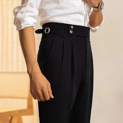 Hearujoy Men Naples Suit Pants High Waist Paris buckle Straight Trousers Spring Autumn Fashion Business Casual Korean Pants Streetwear