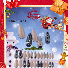 24Pcs/Box  Full Coverage Fake Nails for Christmas Handmade Seamless Removable Fake Nails Cute Kawaii Ballerina Press on Nail Set
