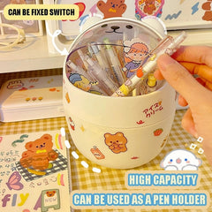 W&G Kawaii Desktop Trash Can with Cover Pudding Dog Table Organizer Cute Creative Table Bin Cartoon Mini Sundries Storage Bin