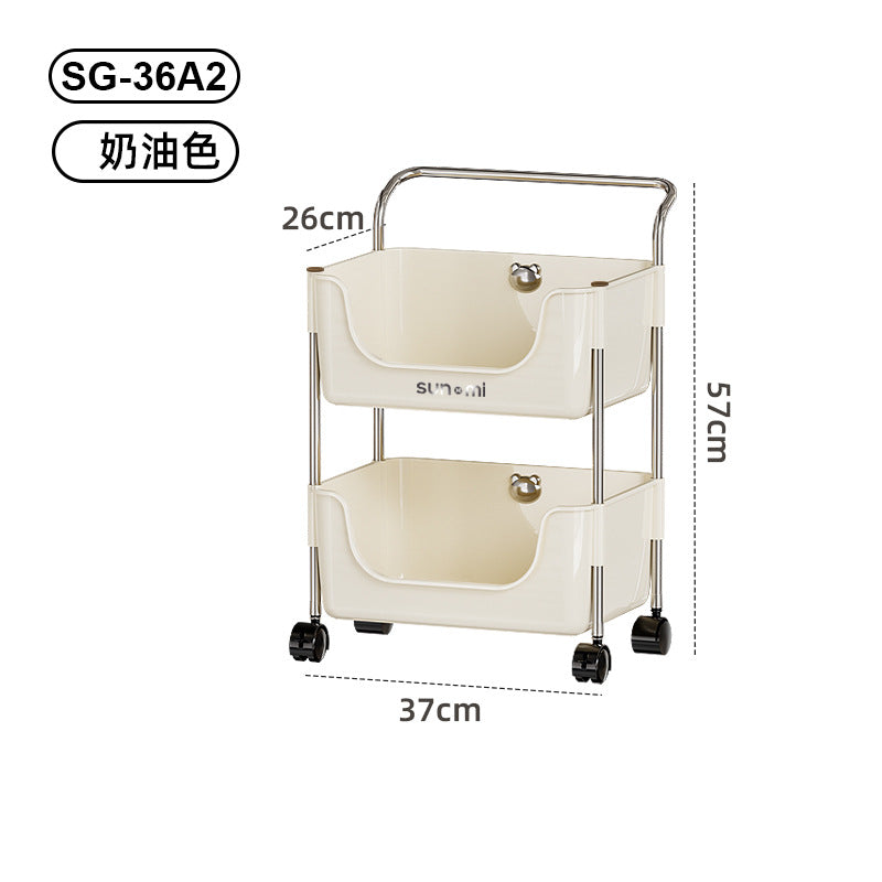 YICKYUE  -  3-Tier Rolling Utility Cart with Plastic Art Cart Organizer Storage with Wheels Easy Assembly for Kitchen Mobile Shelving Unit