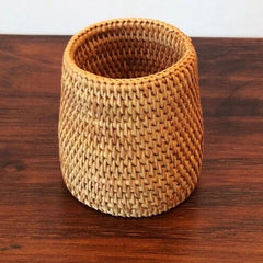Manual Rattan Chopsticks Tube Shovel Spoons Bucket Dinner Knives Forks Tableware Storage Box Home Storage Baskets Organizer