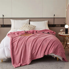 YICKYUE  -  Nordic Style Simple Plaid Coral Fleece Blanket Office Warm Nap Air Conditioning Blanket Home Soft Sofa Shawl Blanket