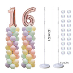 YICKYUE   -  2Sets Adult kids birthday party Balloon column stand Wedding arch decoration Baby shower 100pcs Latex globos for Number ballons
