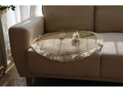 Hand-Woven Jute Carpet Japanese Living Room Minimalist Style Retro Coffee Table Cushion Living Room Sofa Cushion Home Decoration