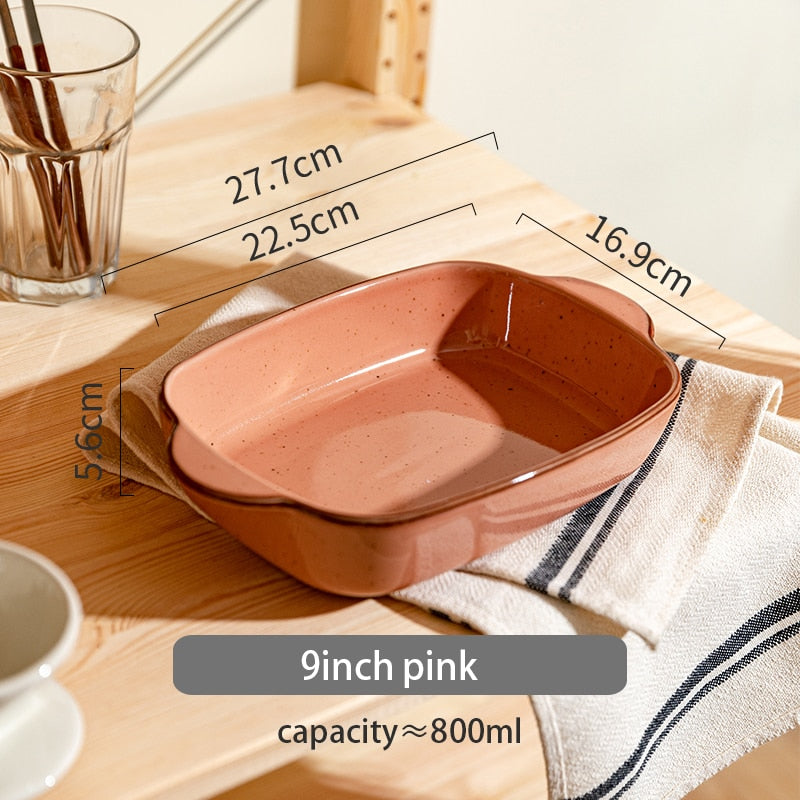 9/11inch Rectangle Ceramic Bakeware Color Glaze Baking Pan Kitchen Chicken Potatoes Lasagna Pan Oven Baking Tray