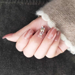 24pcs fake nails with glue designed Mikin butterfly luxury French detachable false nails Manicure patch TN