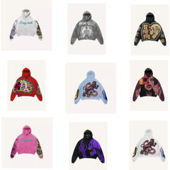 Hearujoy  New Street Trend Y2K Skull Gothic Punk Fashion Zipper Lazy Zipper Hoodie