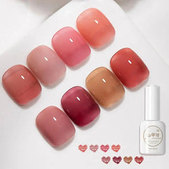 Yickyue Ice Transparent Gradient Pink Gel Nail Polish Pure Color Blush Series Jelly Polish Top Coat Soak Off UV LED Nail Art Gel Varnish