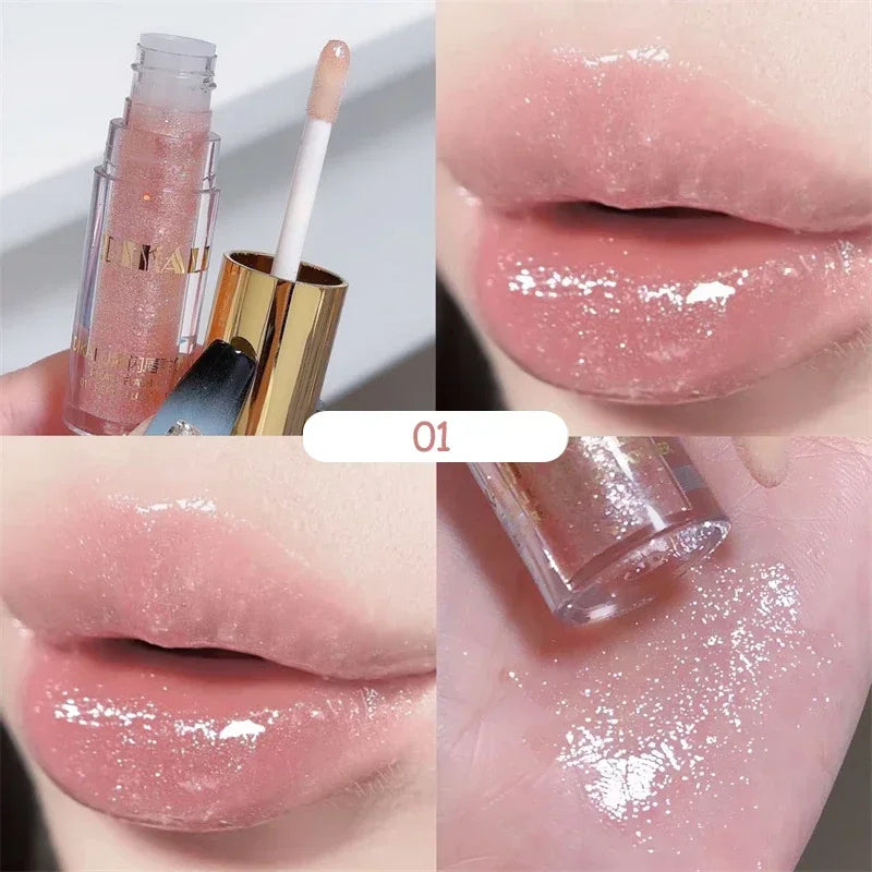 YICKYUE  -  Ice Flash Lip Glaze Water Shine Pure Lip Gloss Shining Shimmer Lipgloss Watery Clear Glitter Liquid Lipstick Lips Lasting Makeup